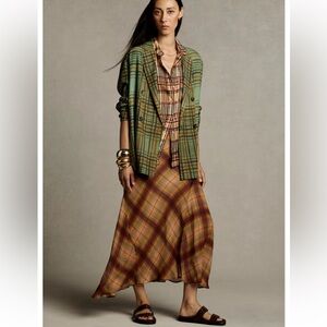 NWT Zara Multicolor Plaid Maxi Skirt